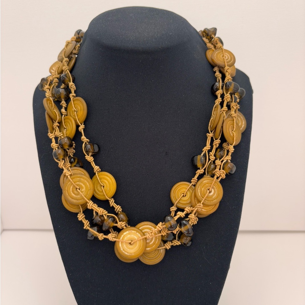 Chunky Brown and Tan Multi-Strand Necklace